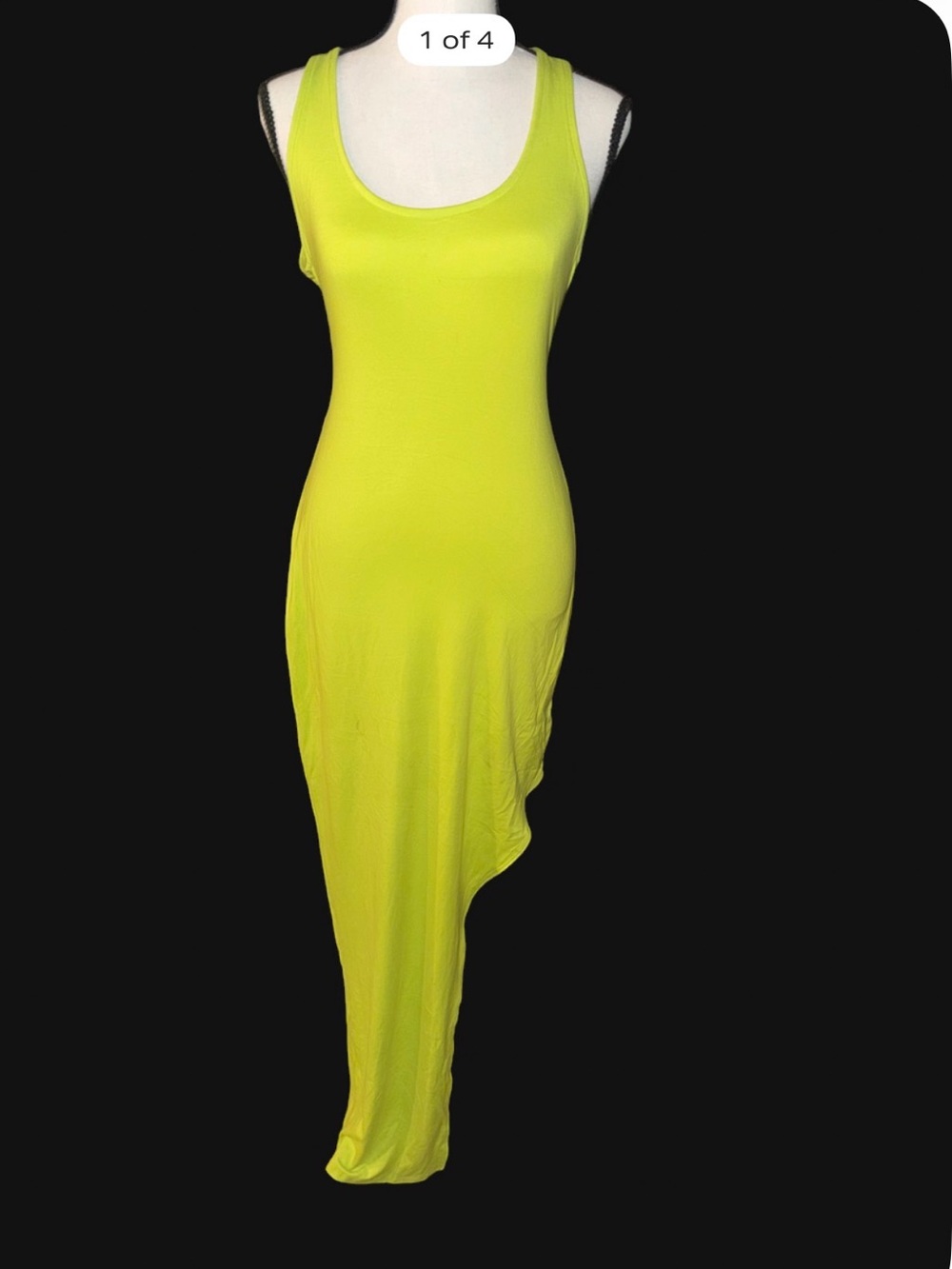 Sleeveless Asymmetrical Maxi Dress in Neon Yellow